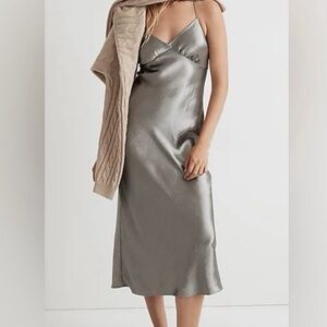 Madewell Silver Satin Dress